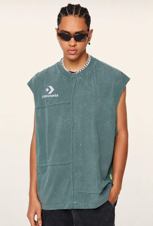 Sleevless Acid Wash T-Shirt