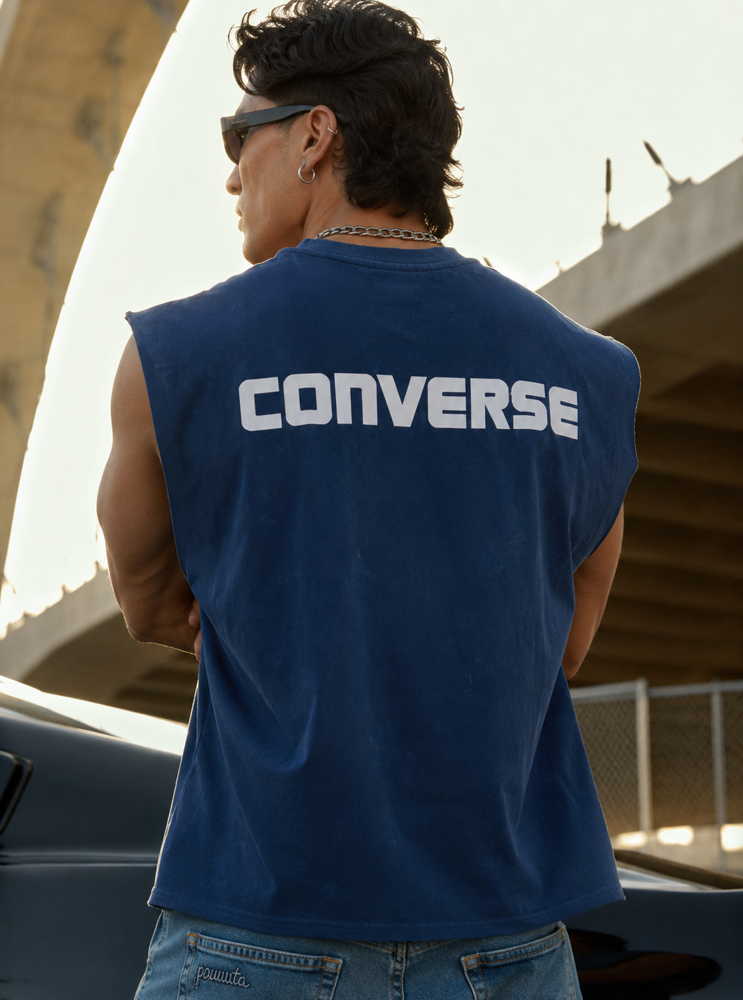 Sleevless Acid Wash T-Shirt